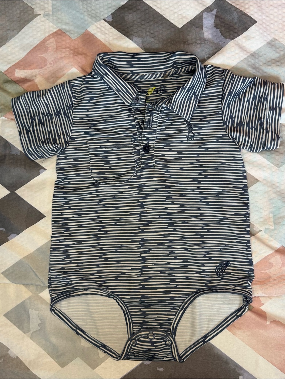 Navy and White Turtles & Tees Baby One-Piece Bodysuit